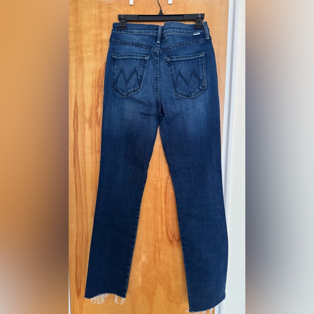 MOTHER High-Rise Straight Jeans in Dark Blue Denim - Picture 3 of 9